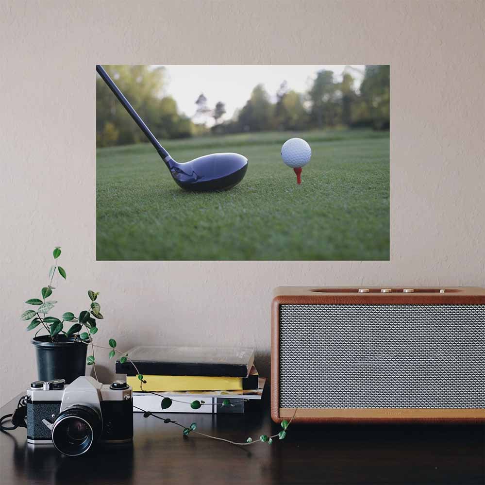 16x24 inch Early Morning Round Golf Decal Installed Above Desk