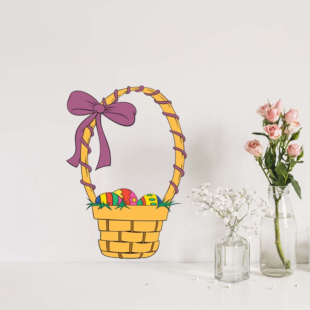 16 inch x 24 inch Easter Basket Wall Decal Installed