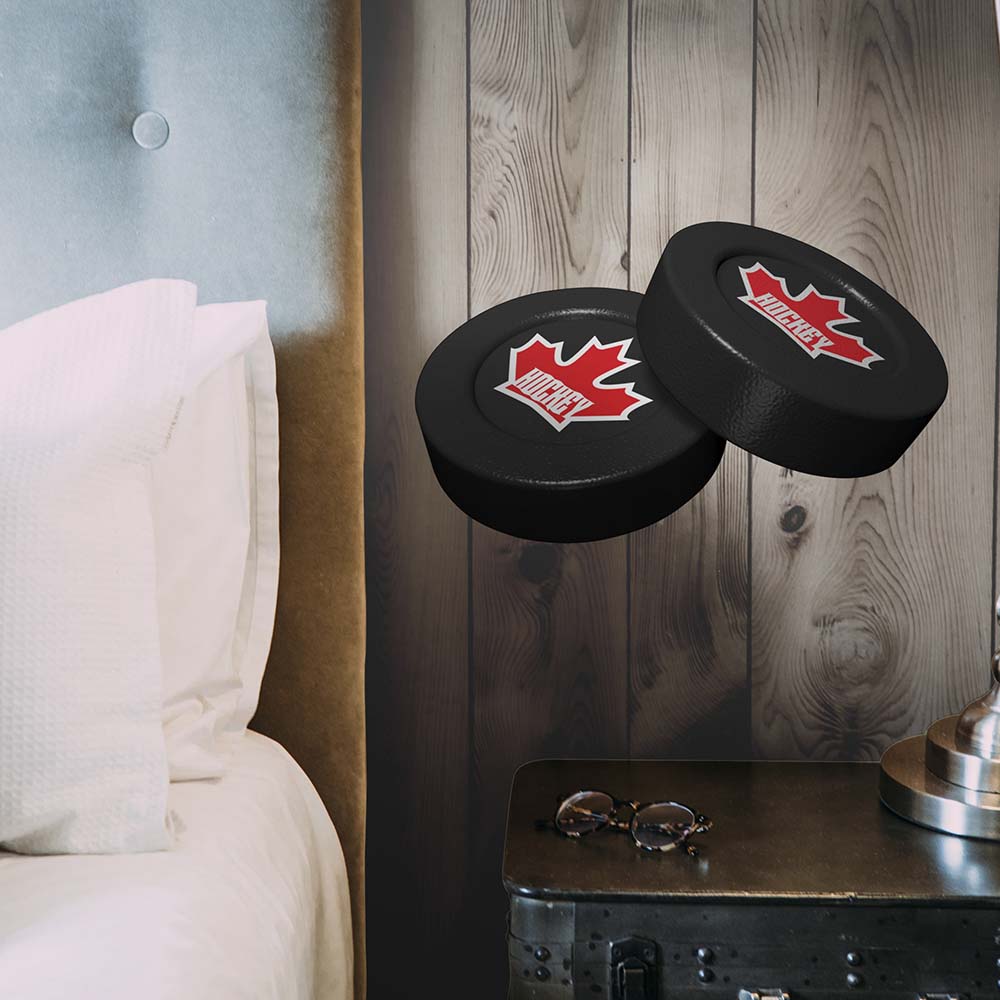 14.5x24 inch Dual Puck Decal Installed Above Nightstand