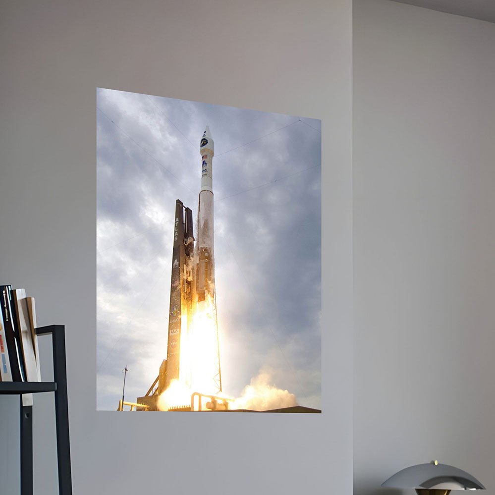 19x24 Atlas Rocket Launch Decal Installed on Wall