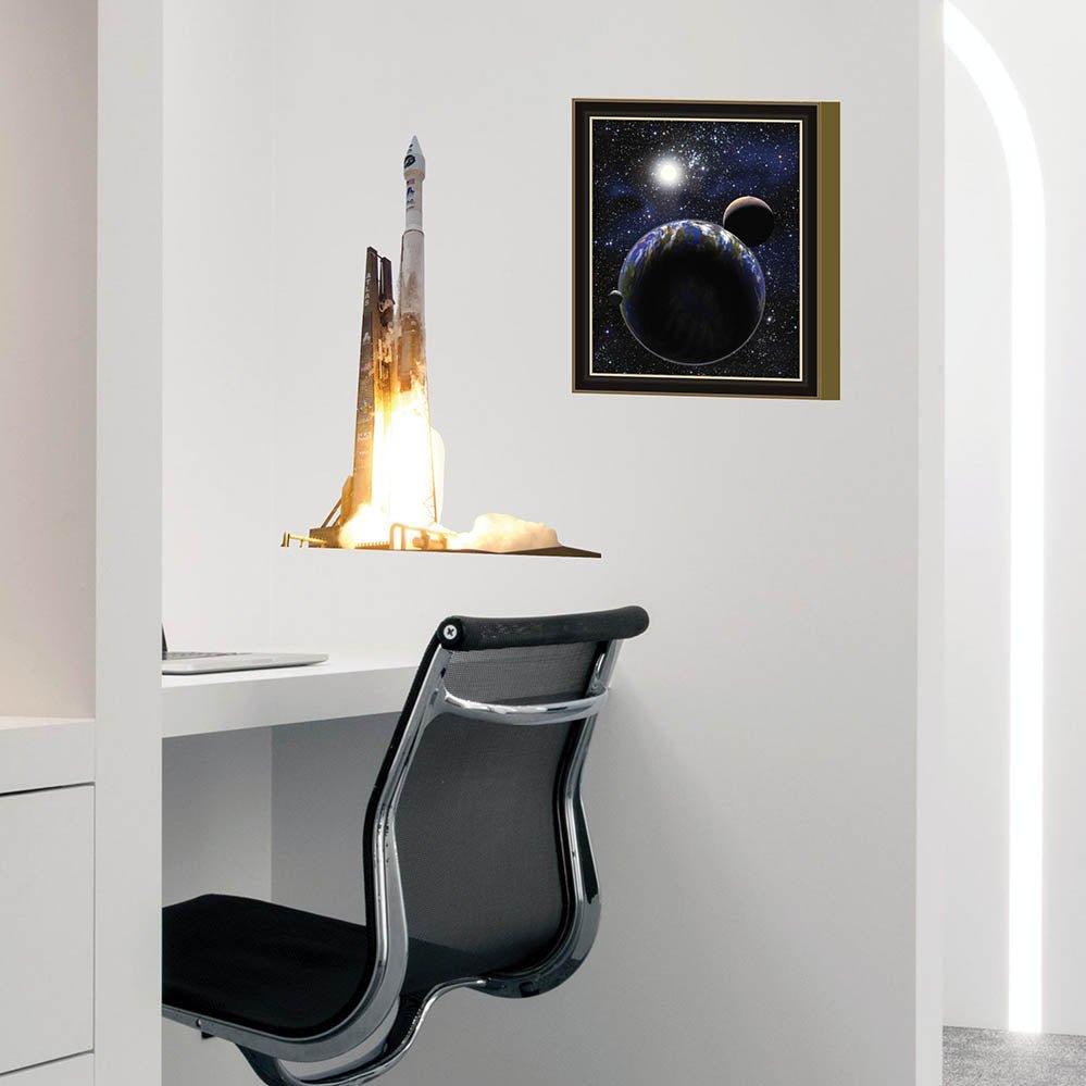 19x24 inch NASA Atlas Rocket Decal Installed in Workstation