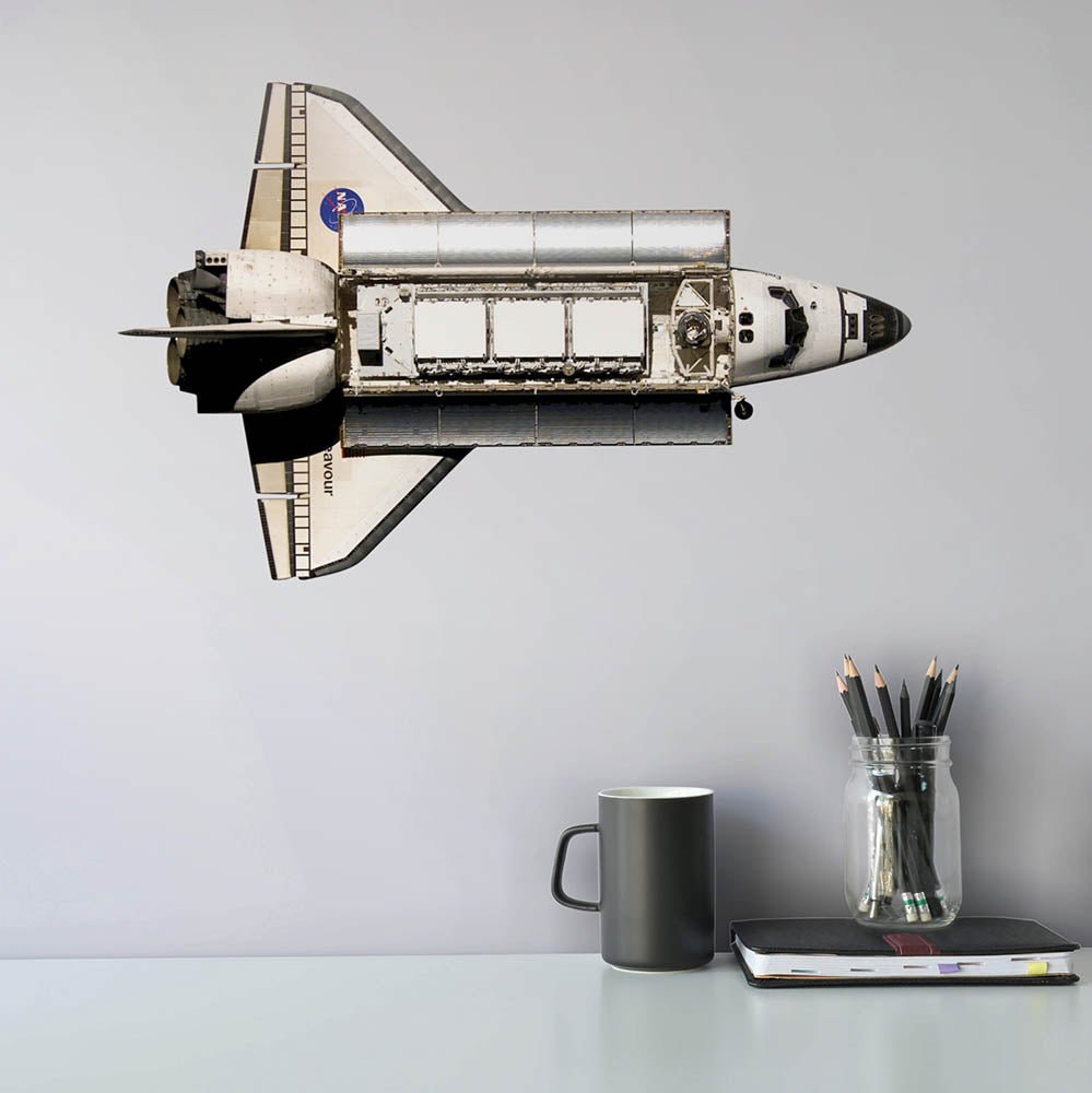 15x24 inch Space Shuttle Endeavor Decal Installed Above Desk