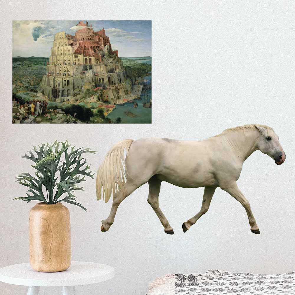 24 inch White Mustang Horse Decal Installed on Wall