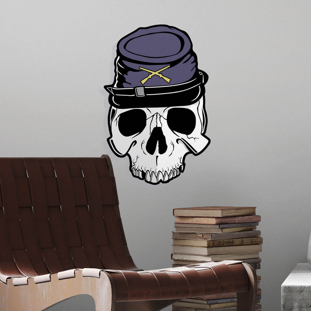 16x24 inch Yankee Skull Wall Decal Installed Above Chair