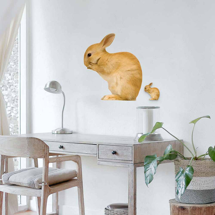 24 inch Whispering Bunny Decal Installed Above Desk