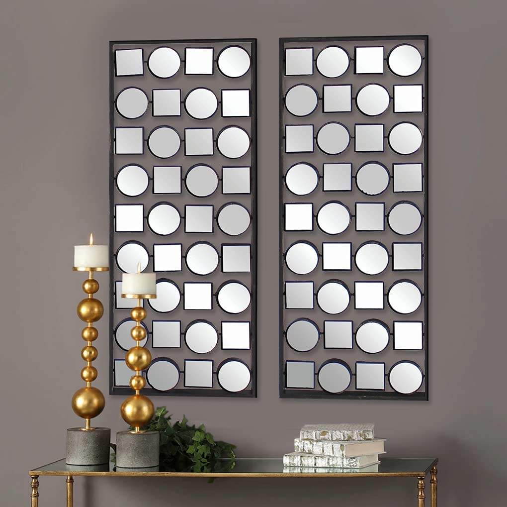 Set of Two Bronze Mirrored Metal Abstract Wall Decor | Each 12
