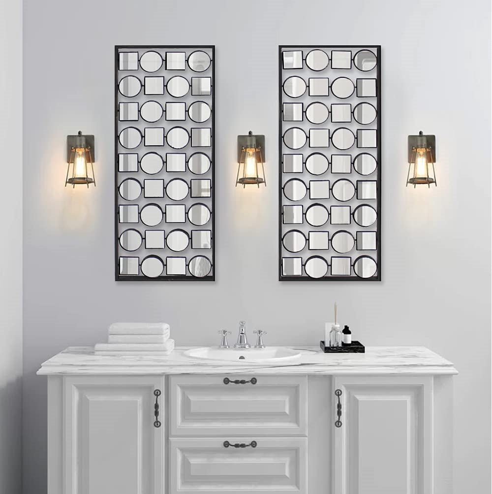 Set of Two Bronze Mirrored Metal Abstract Wall Decor | Each 12