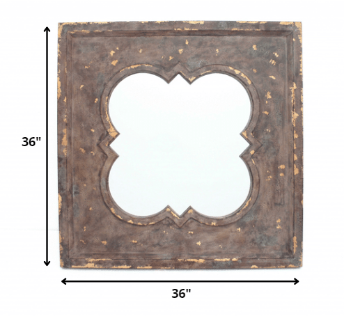 Bronze Square Accent Wood Wall Mirror | 36