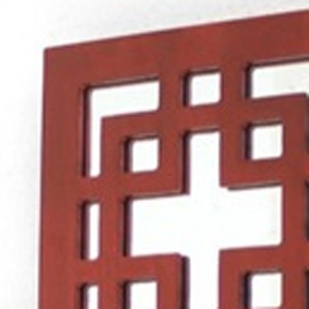 Red Vintage Wood Lattice Mirror Candle Holder Sconce | 6