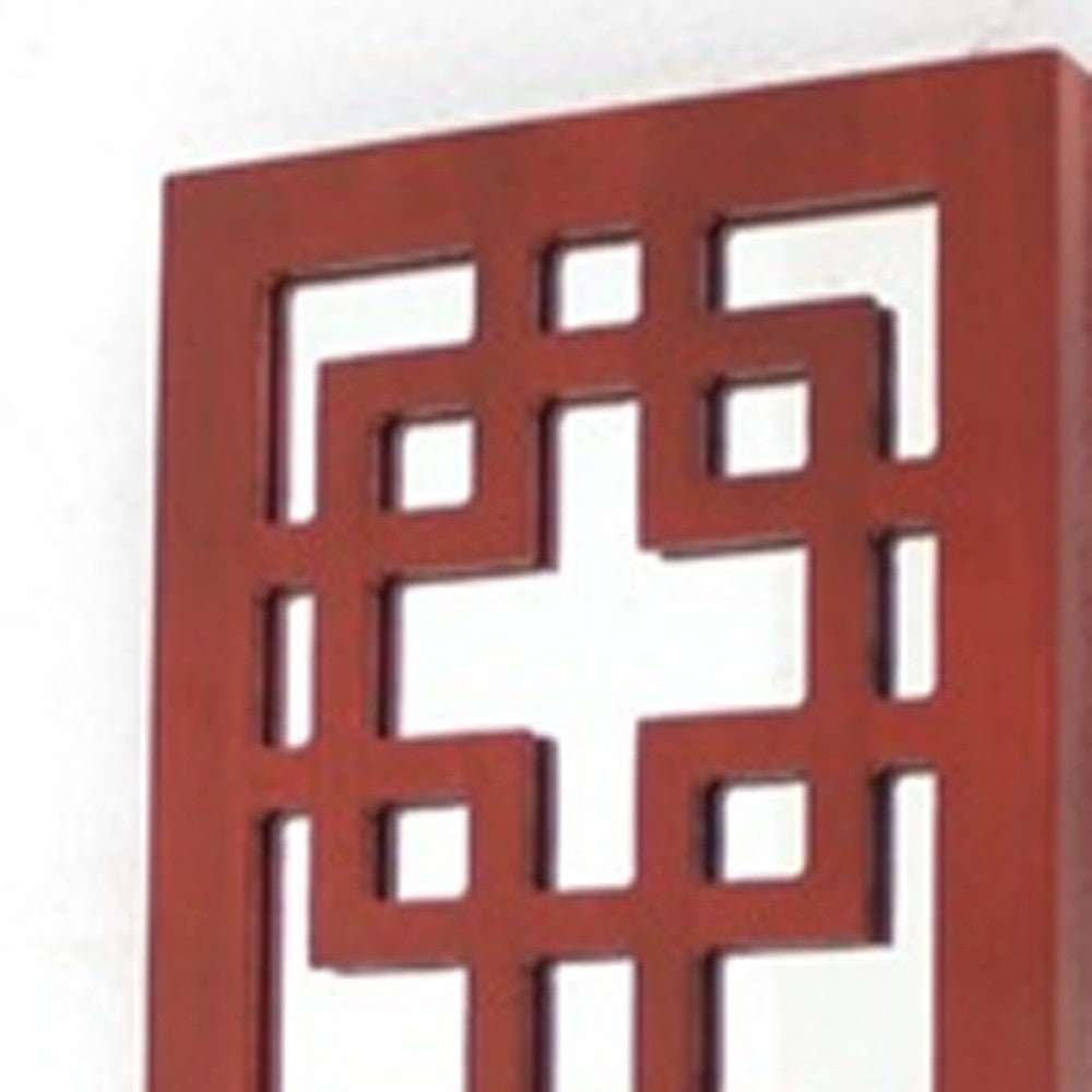Red Vintage Wood Lattice Mirror Candle Holder Sconce | 6
