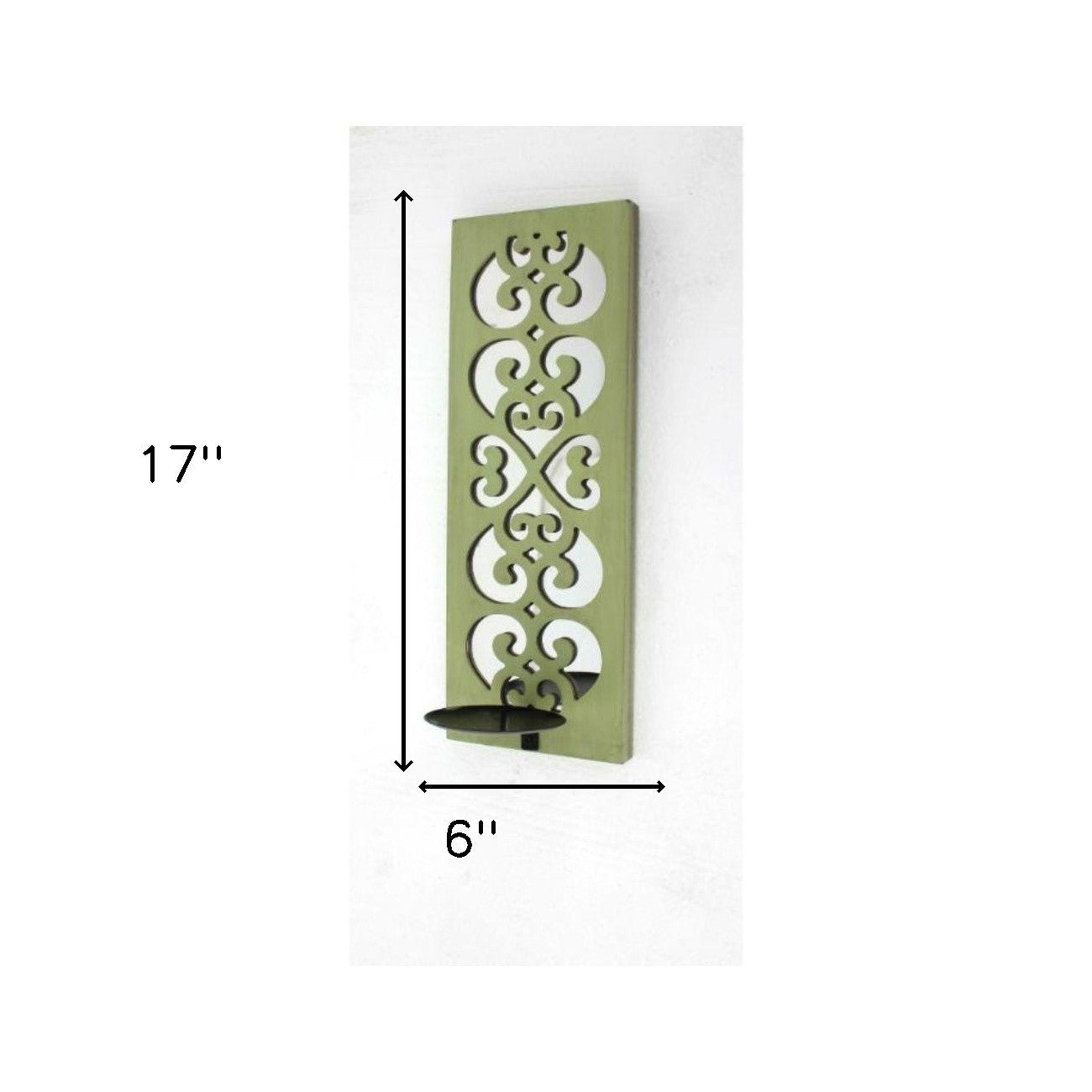 Green Wood Mirror Candle Holder Sconce | 6