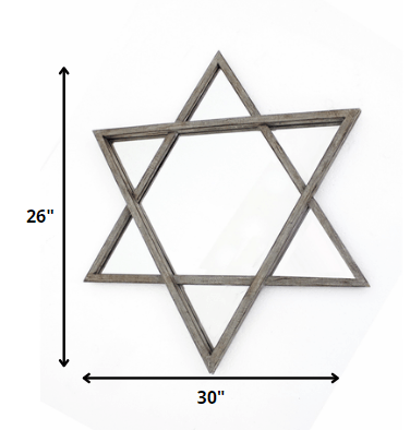 Silver Star of David Accent Metal Wall Mirror| 26