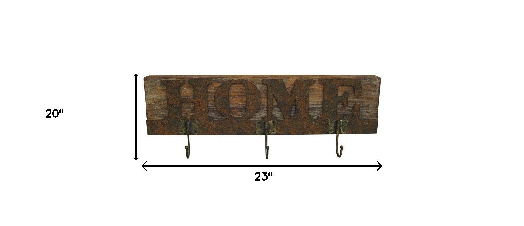 Brown Home Wooden Plaque w/Hooks | 20