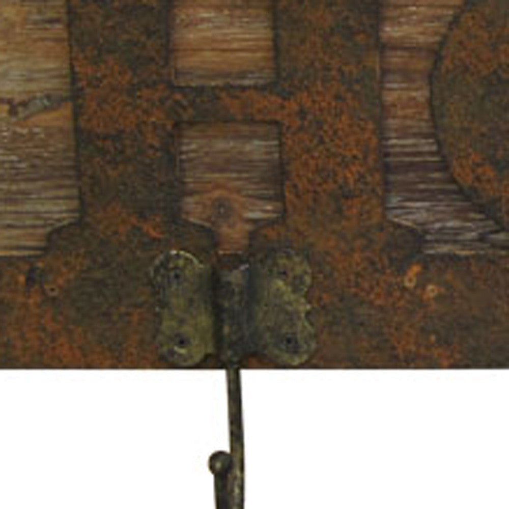 Brown Home Wooden Plaque w/Hooks | 20