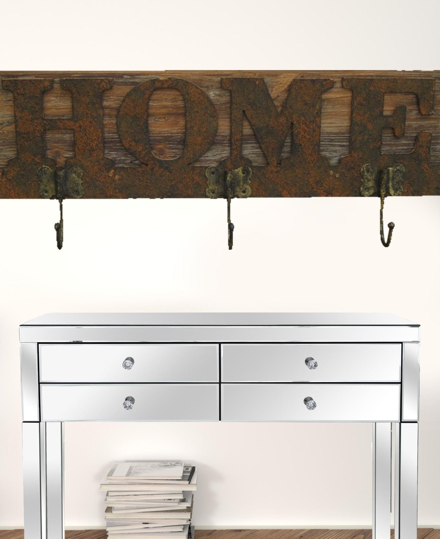 Brown Home Wooden Plaque w/Hooks | 20