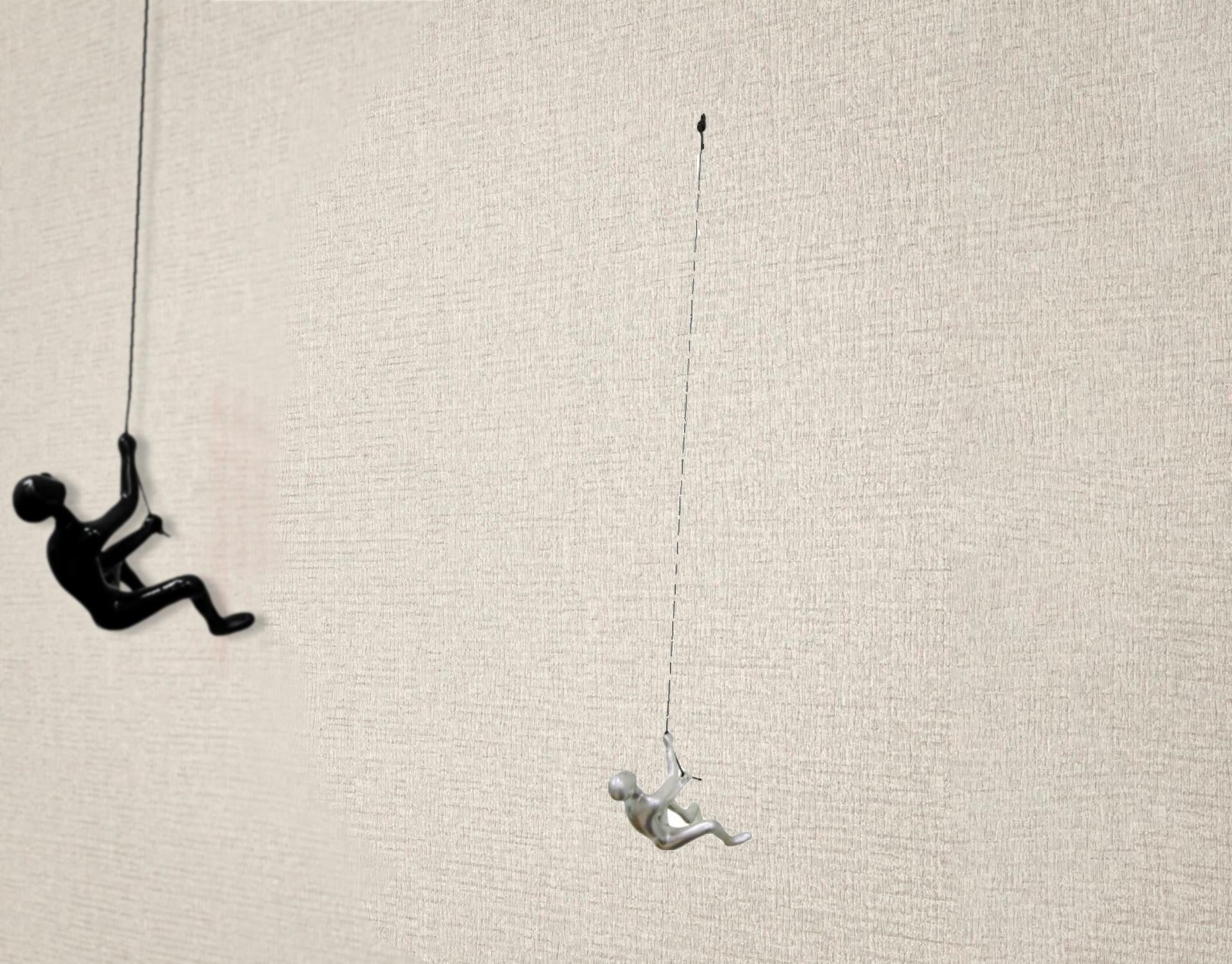 Climbing Man Silver Wall Art | 3.5