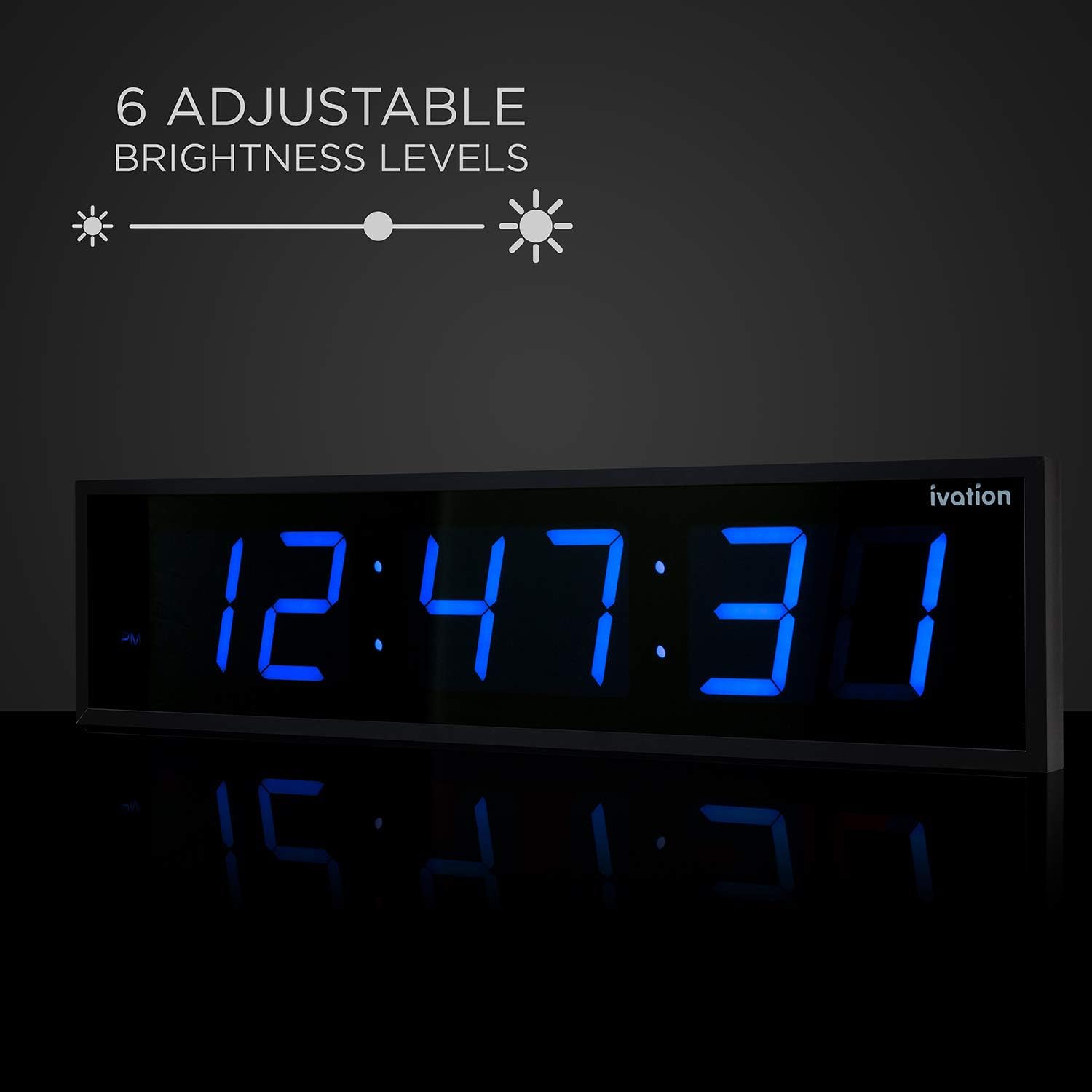 Ivation Large Digital LED Wall Clock | 8