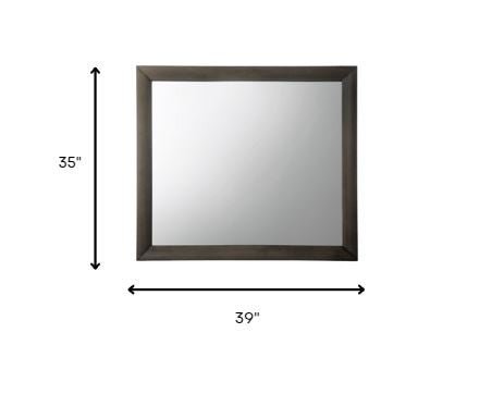 Gray Oak Wooden Rectangular Wall Mirror | 35