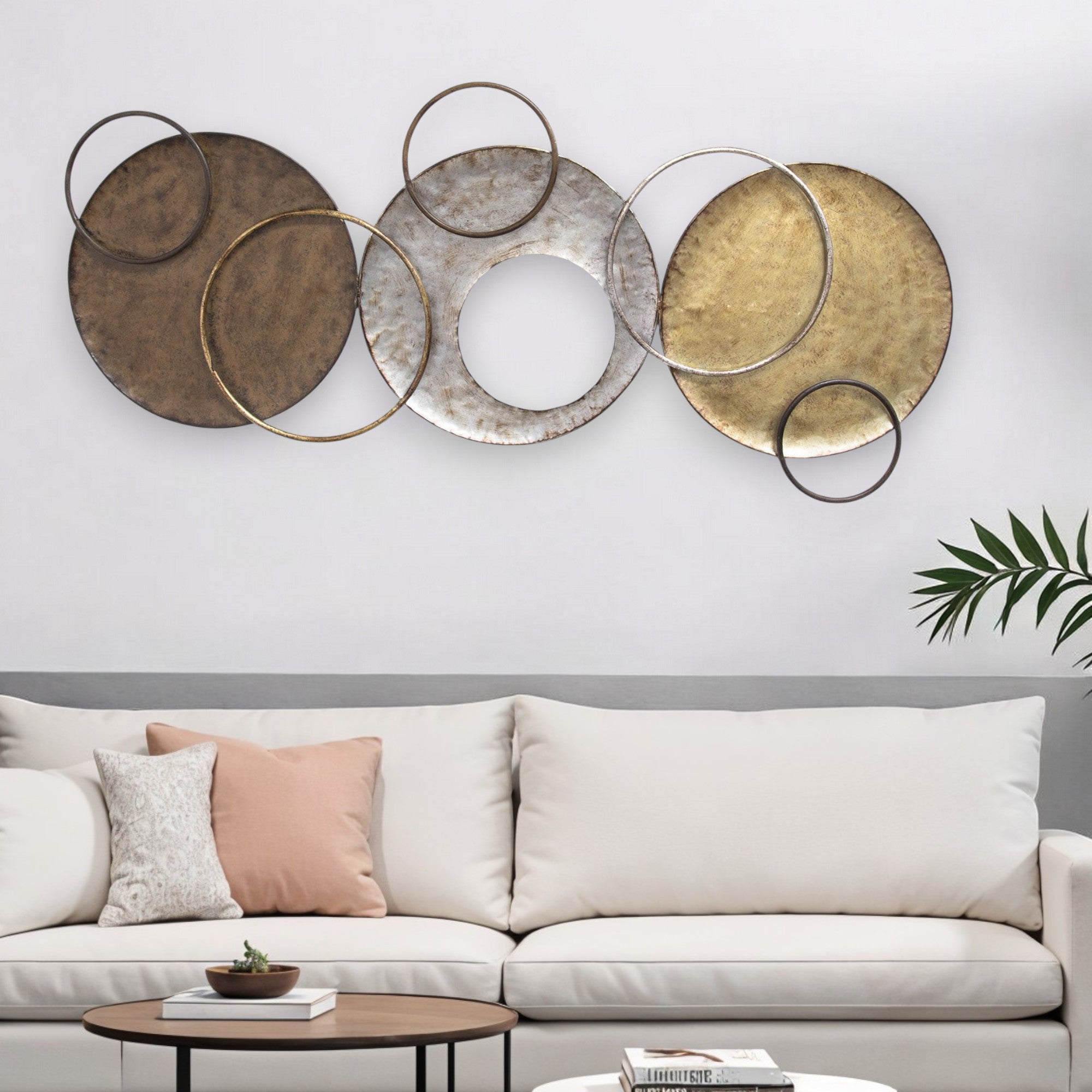 Bronze Silver and Gold Circles Metal Wall Decor | 22.75