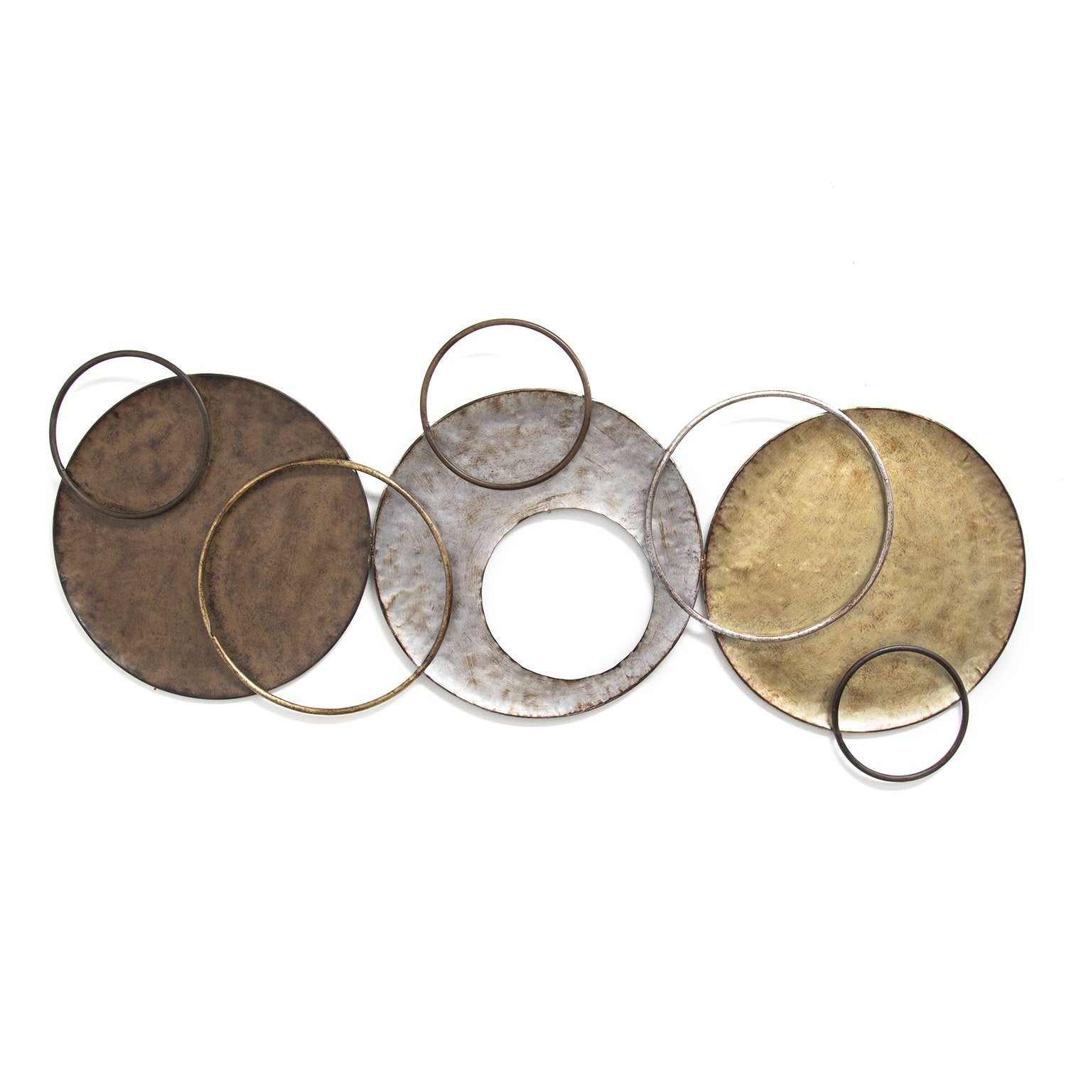 Bronze Silver and Gold Circles Metal Wall Decor | 22.75