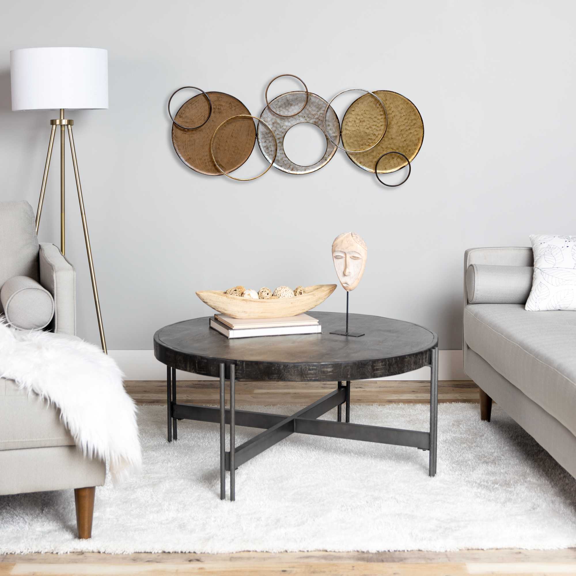 Bronze Silver and Gold Circles Metal Wall Decor | 22.75