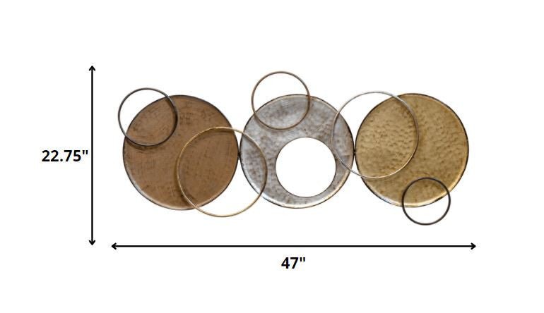 Bronze Silver and Gold Circles Metal Wall Decor | 22.75