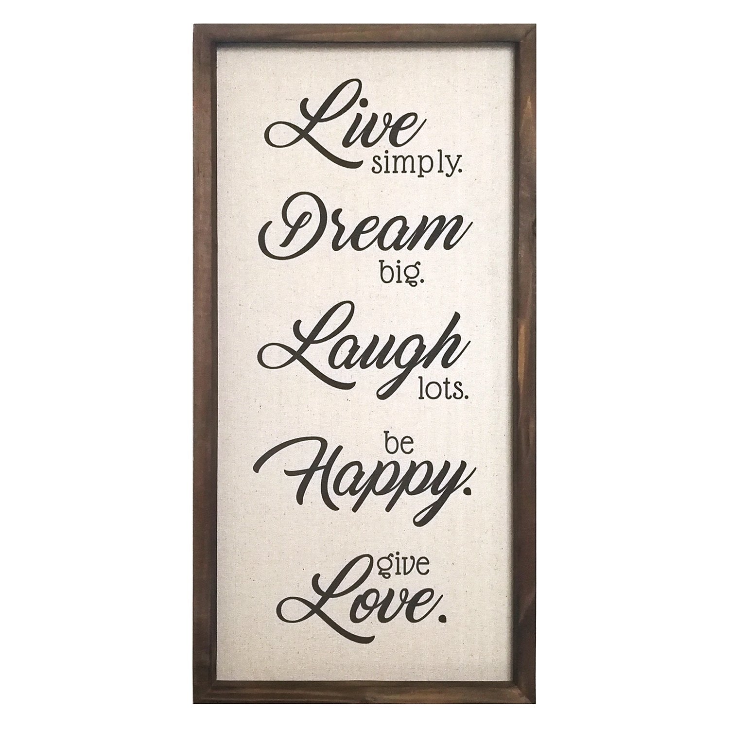 Live Dream Laugh Happy Love Wood And Linen Wall Decor | 12