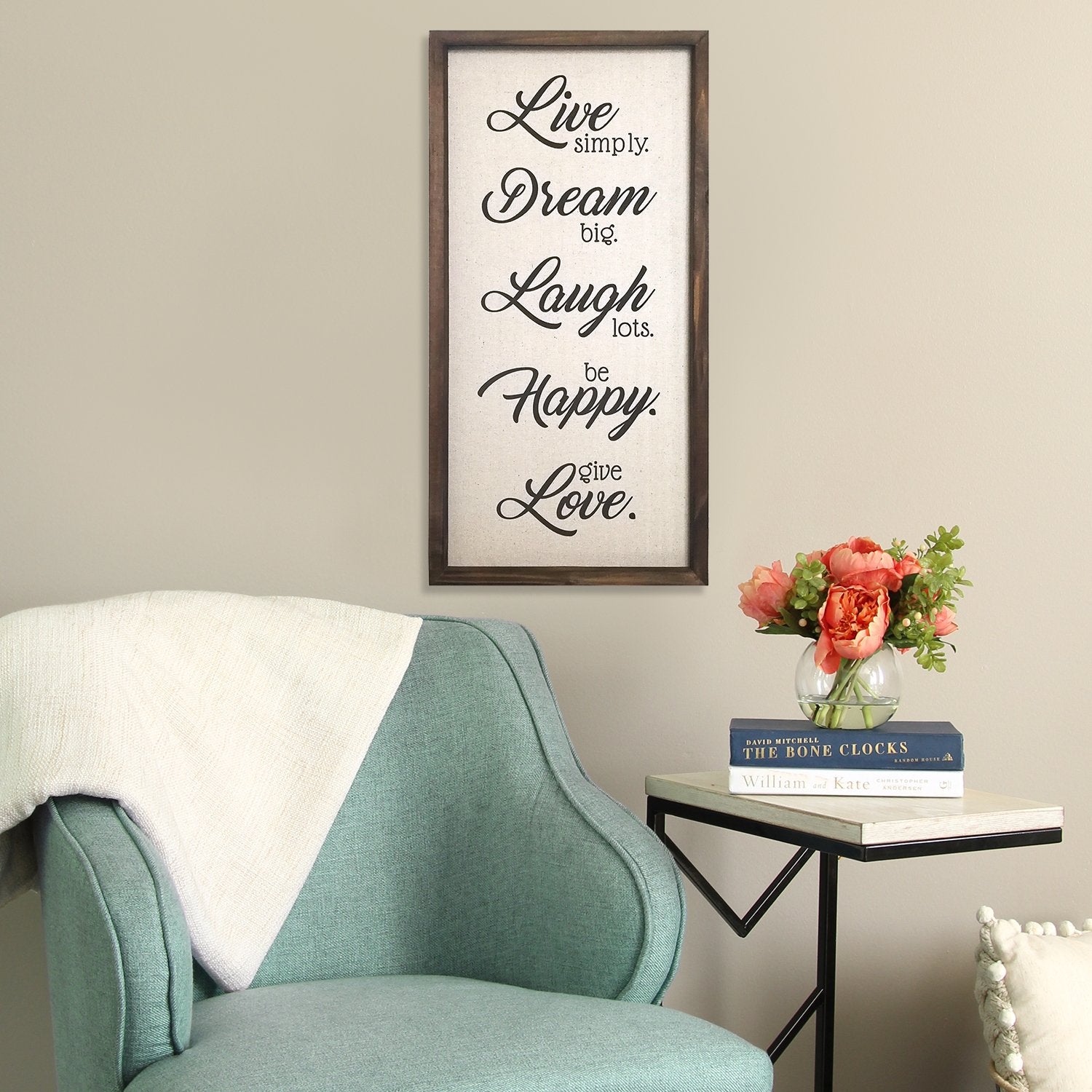 Live Dream Laugh Happy Love Wood And Linen Wall Decor | 12