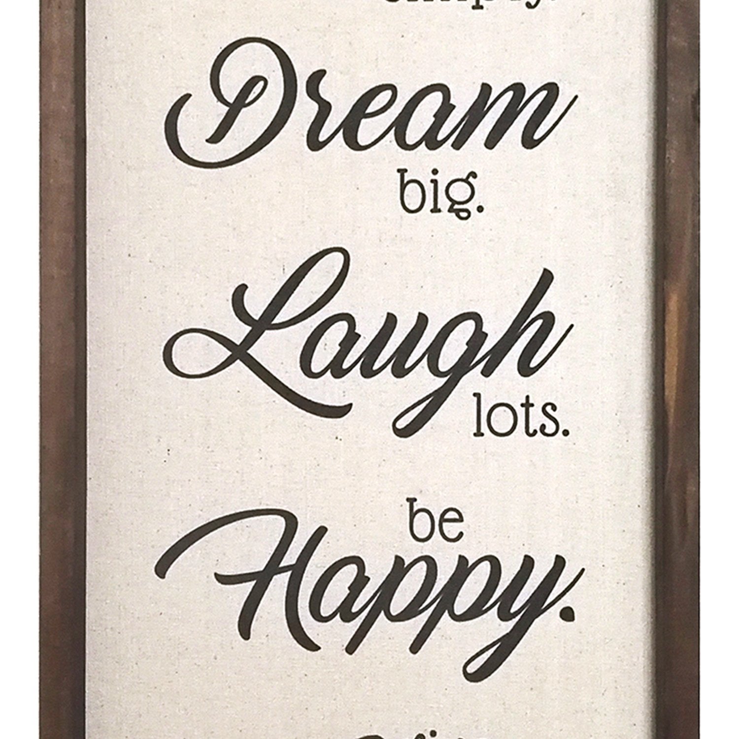 Live Dream Laugh Happy Love Wood And Linen Wall Decor | 12