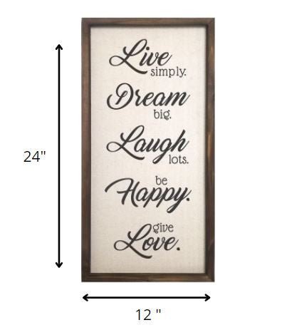 Live Dream Laugh Happy Love Wood And Linen Wall Decor | 12
