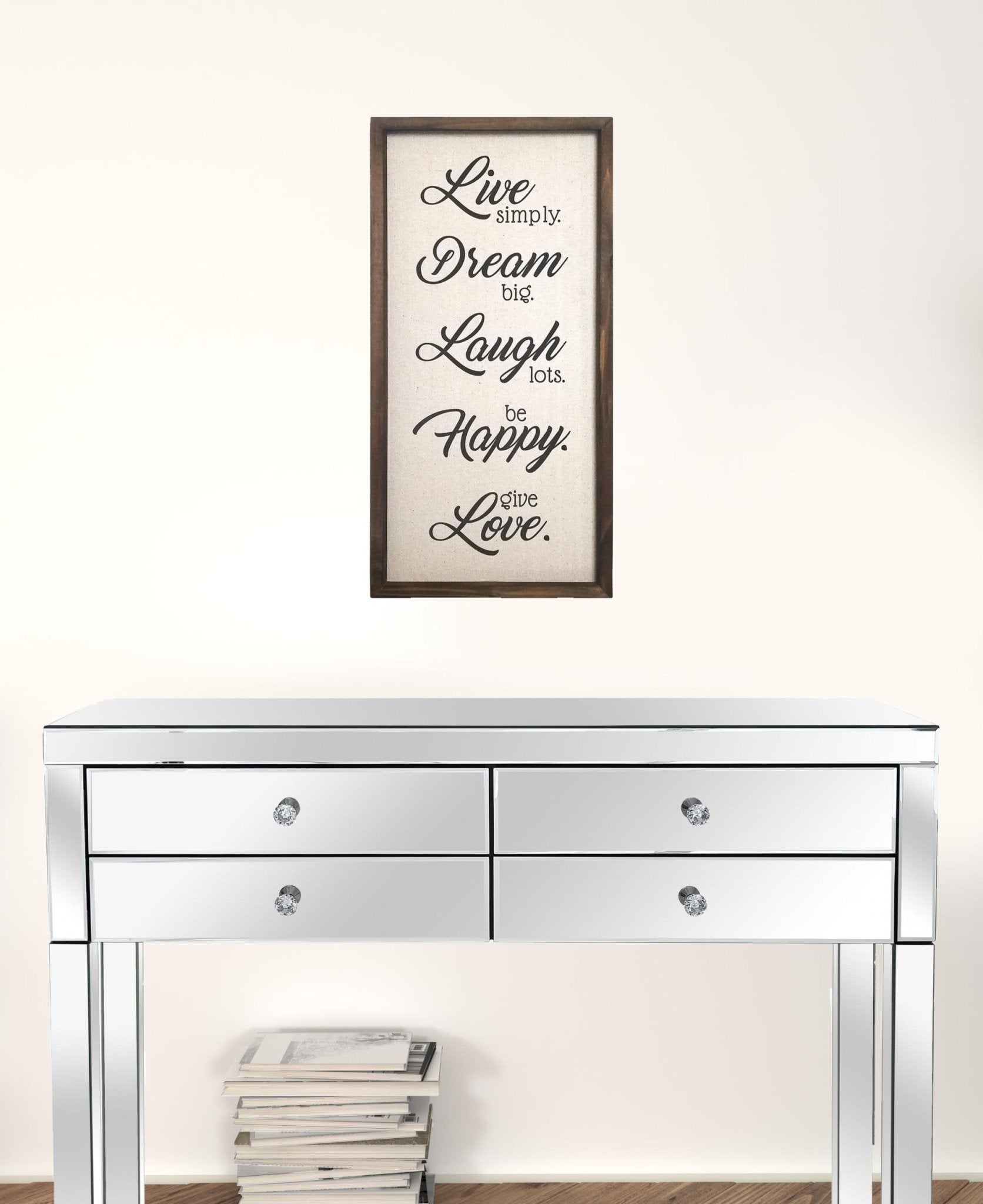Live Dream Laugh Happy Love Wood And Linen Wall Decor | 12