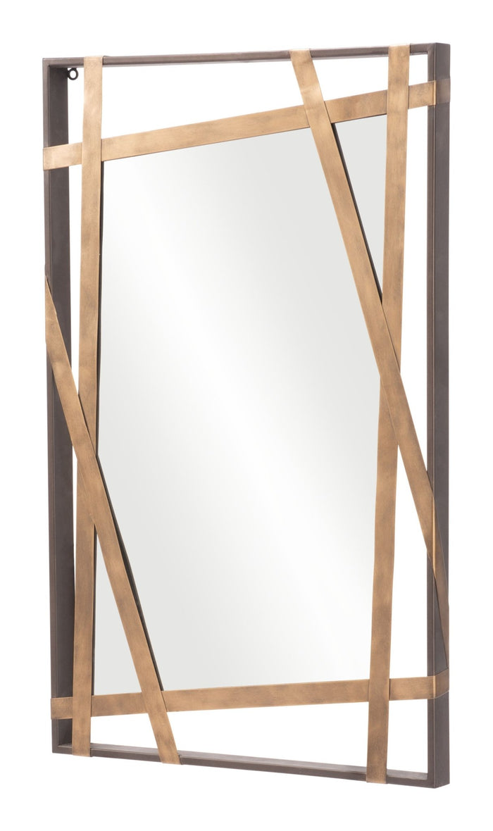 32 inch Gold and Black Accent Rectangular Steel Wall Mirror | Wallhogs