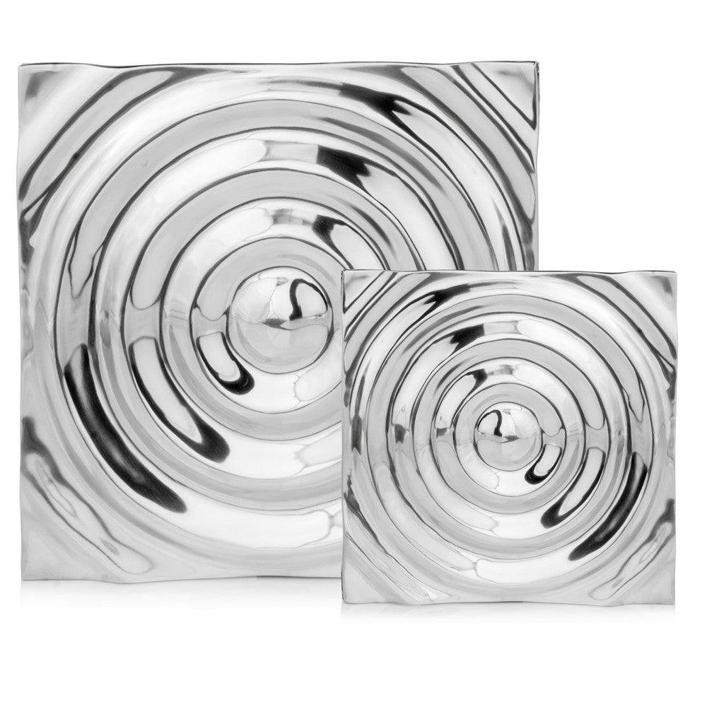 Silver Metallic Buffed Aluminum Abstract Wall Decor (2 Sizes Available)