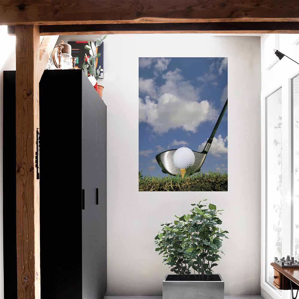 36 inch Addressing the Ball Golf Poster Installed by Windows
