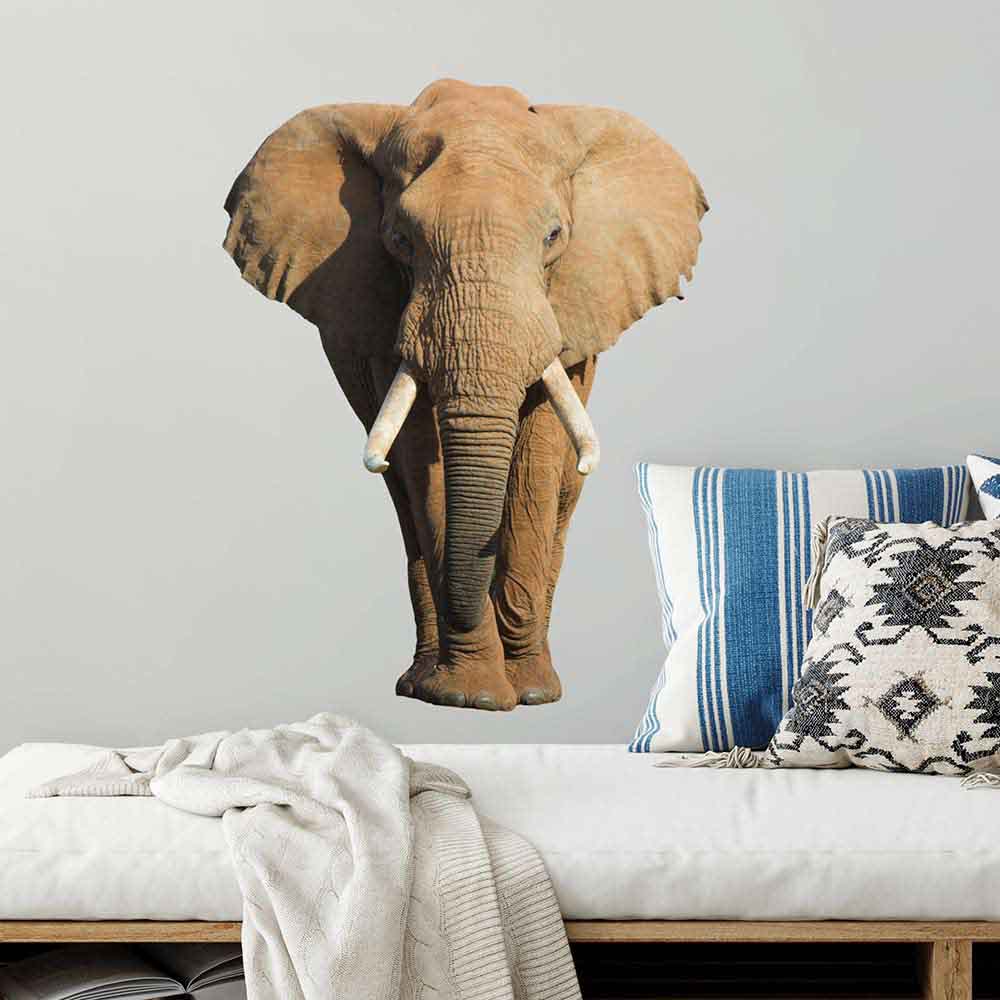 36 inch African Elephant Decal Installed Next to Bed