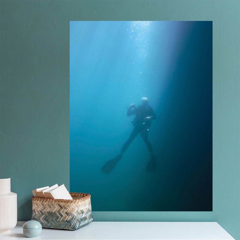36 inch Going Up Scuba Poster Displayed in Bathroom