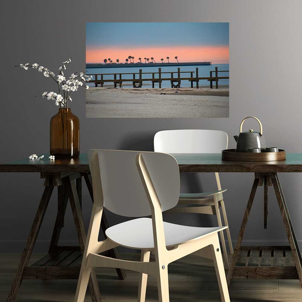 36 inch Palms Rising Beach Decal Installed in Eating Area