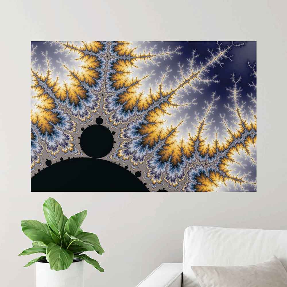 36 inch Angela Fractal Art Poster Displayed Above Chair & Plant