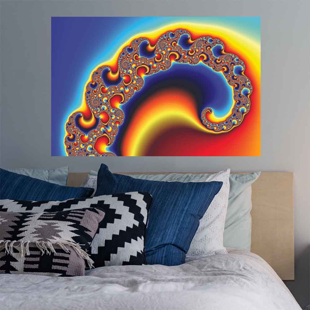 36 inch Dencat Fractal Art Decal Installed Above Bed