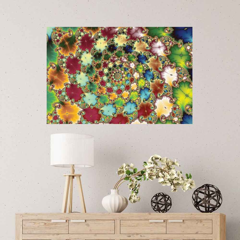 36 inch Fractal Cells Art Poster Displayed Above Dresser