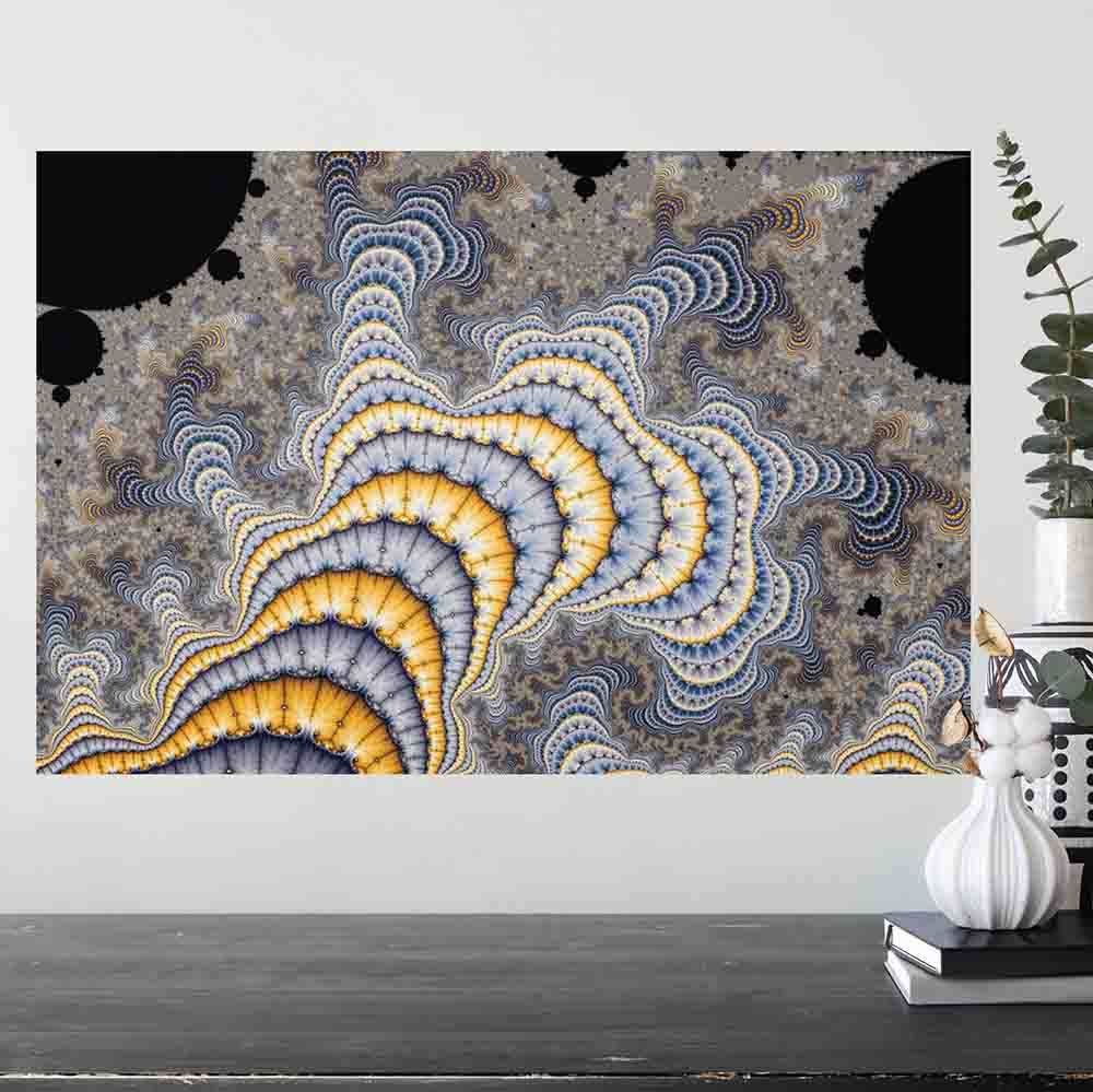36 inch Fractal Plates Art Poster Displayed Above Table