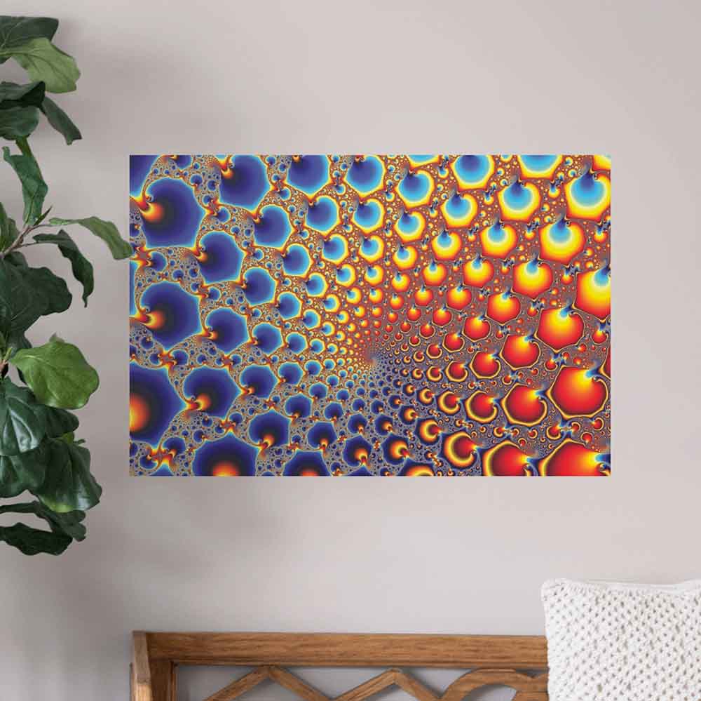 36 inch Hypnotic Portal Fractal Art Poster Displayed Above Setee