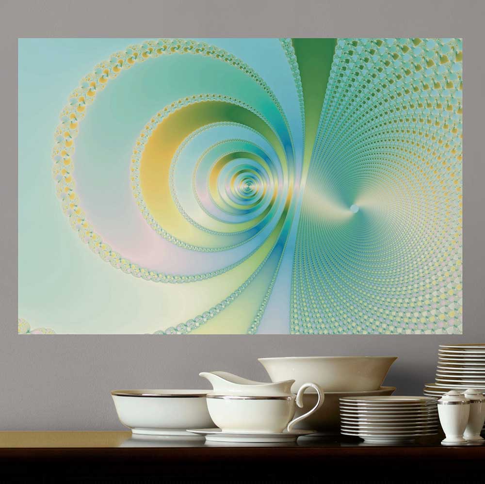 36 inch Monsoon Fractal Decal Installed Above China Shelf