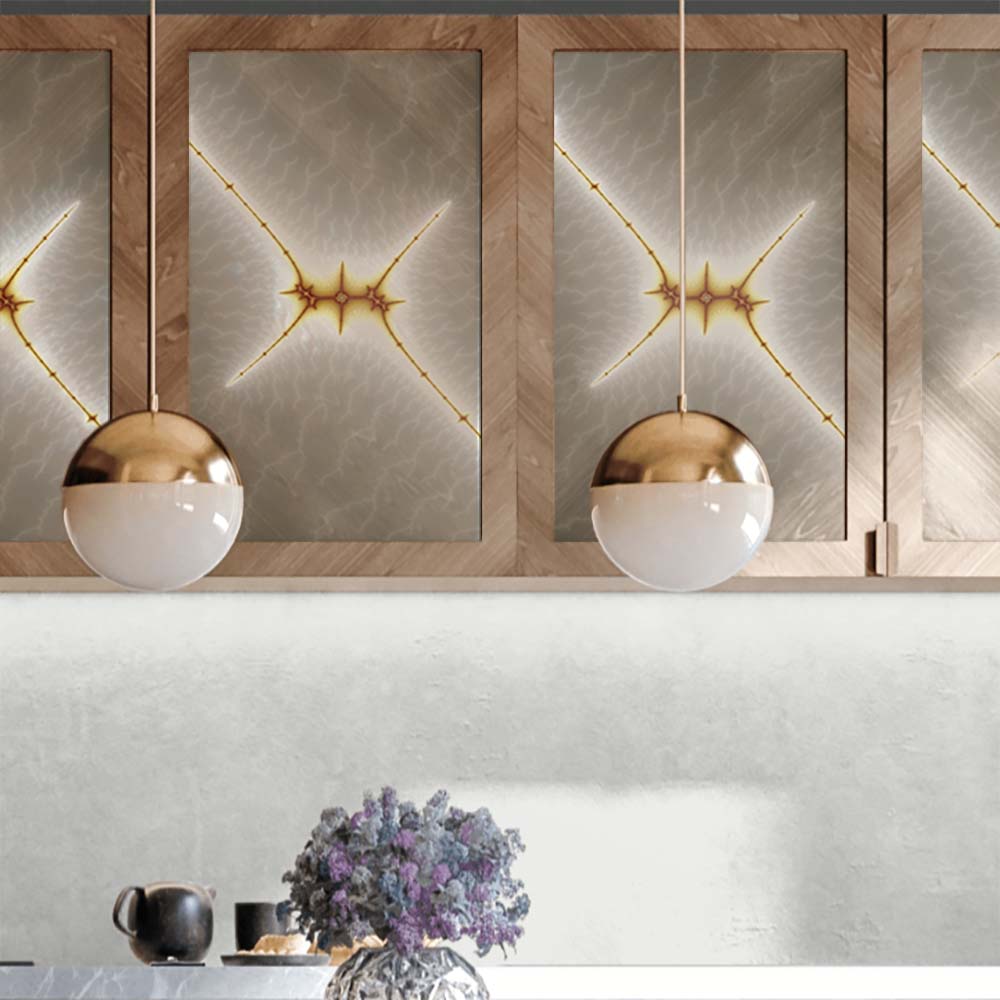 36 inch Star X Fractal Poster Displayed on Kitchen Cabinets