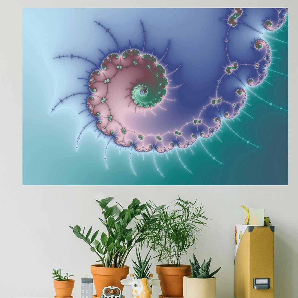 36 inch Swirl Fractal Poster Displayed Above Plants