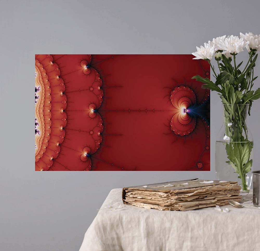 36 inch Gravity Wells Art Poster Displayed Above Table