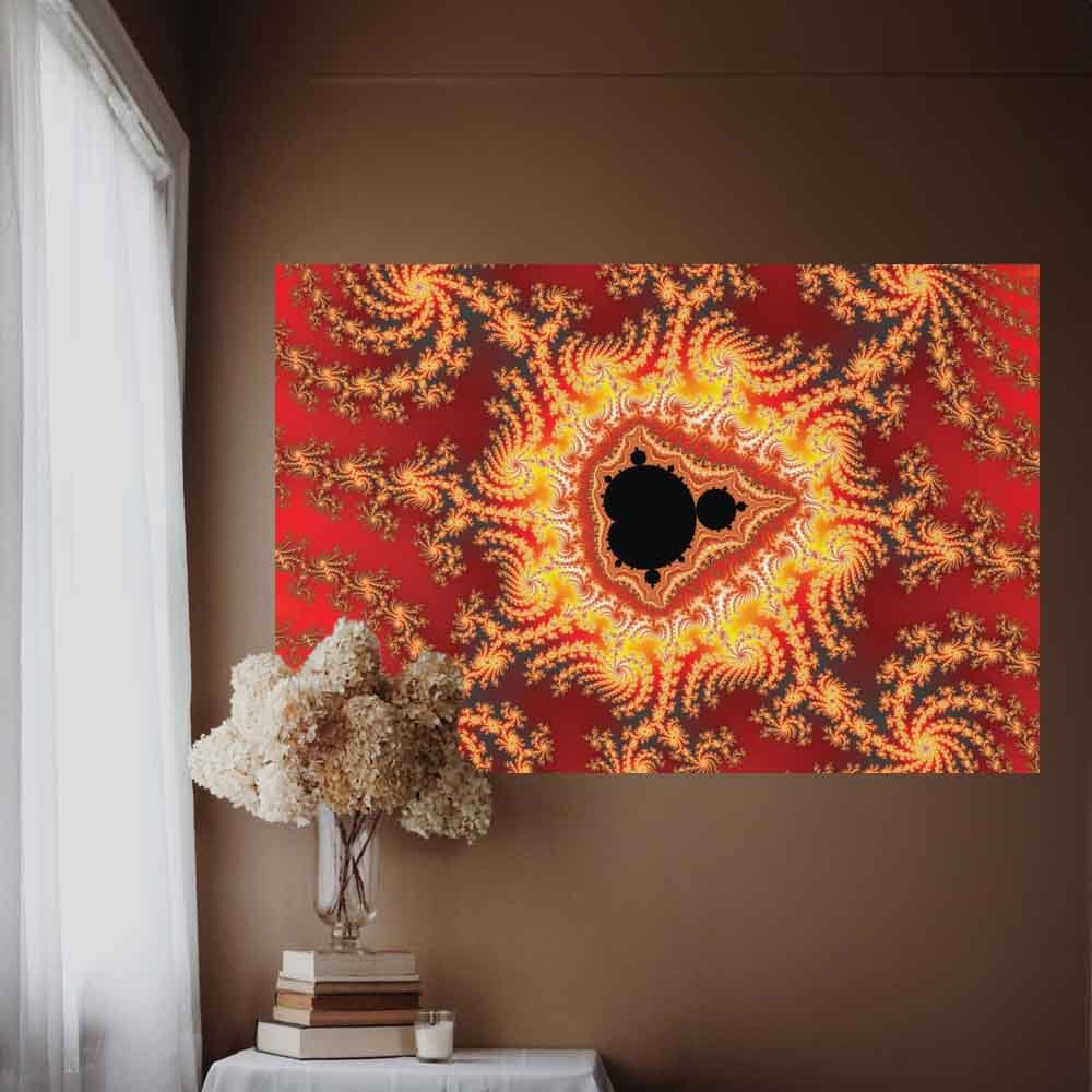 36 inch Throne of Satan Art Poster Displayed Above End Table