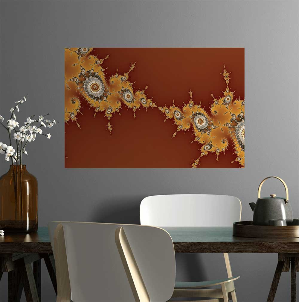 36 inch Warp Fractal Art Poster Displayed in Dining Area