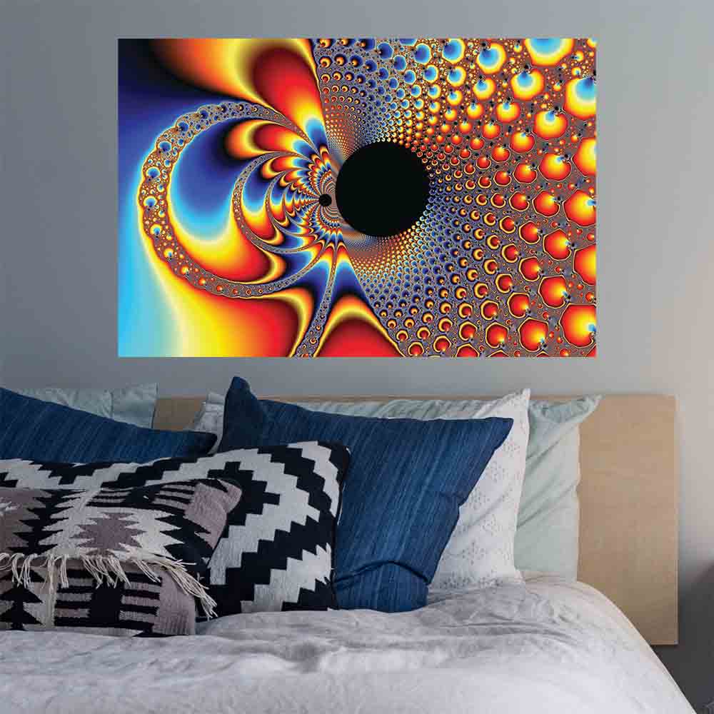 36 inch Ying Yang Big Bang Art Poster Displayed Above Bed
