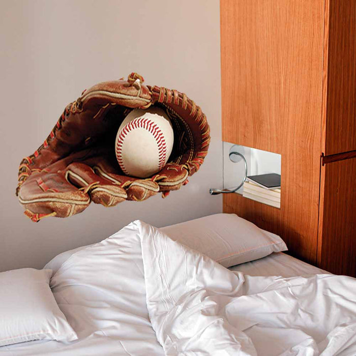 36 inch Baseball Glove & Ball Wall Decal Installed in Bedroom